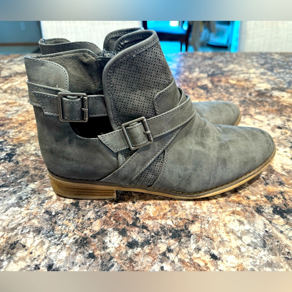 Rocket Dog Gray Suede Ankle Boots with Buckle Detail